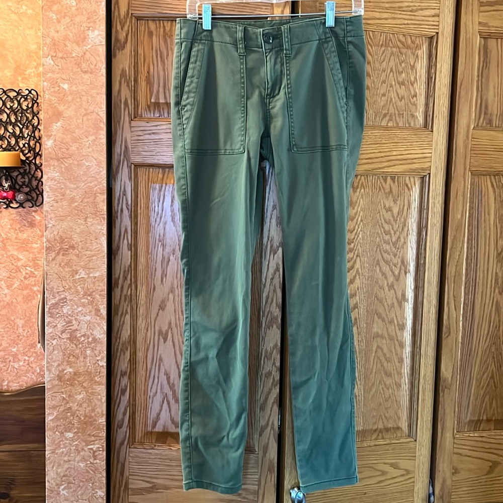 Cabi brand pale forest green narrow leg cargo- ish pants